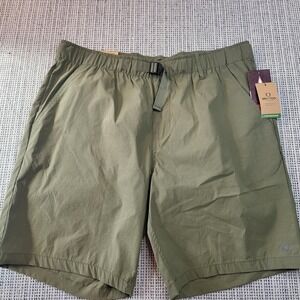 Brixton Shorts Mens Large Green Steady Cinch Chino Relaxed Fit Elastic 8 Inseam